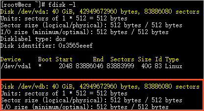 ecs 新购数据盘分区格式化数据盘（Linux）